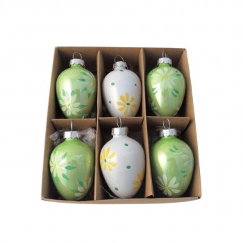 Giftware Trading Set of 6 Floral Shiny Easter Egg Decorations
