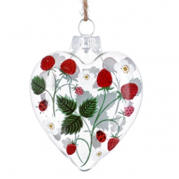 Gisela Graham Glass Heart with Strawberry Design Easter Decoration