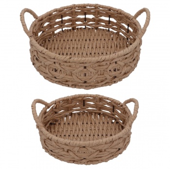 Sifcon Set of 2 Natural Rattan Trays with Handles