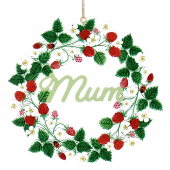 Gisela Graham Wooden Strawberry Mum Wreath Decoration