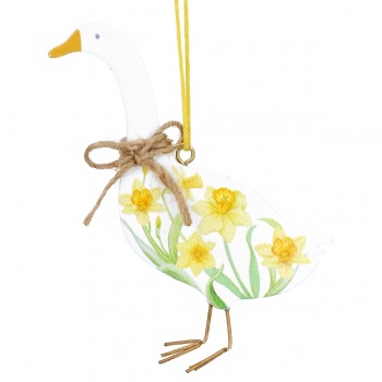 Gisela Graham Wooden Daffodil Goose Easter Decoration