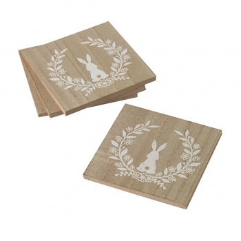 Heaven Sends Set of 4 Wooden Easter Bunny Coasters
