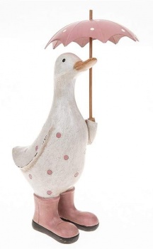 Joe Davies Large Pink Spotty Duck With Umbrella Ornament