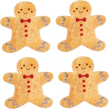 Sass & Belle Set of 4 Gingerbread Christmas Coasters