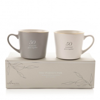 Widdop Amore 50th Wedding Anniversary Set of 2 Gift Boxed Mugs