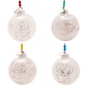Disney 100 Set of Four Classic Character Christmas Tree Baubles