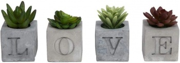 Widdop Set of Four 'LOVE' Faux Succulents in Pots