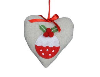 Gisela Graham Fabric Heart With Pudding Feature