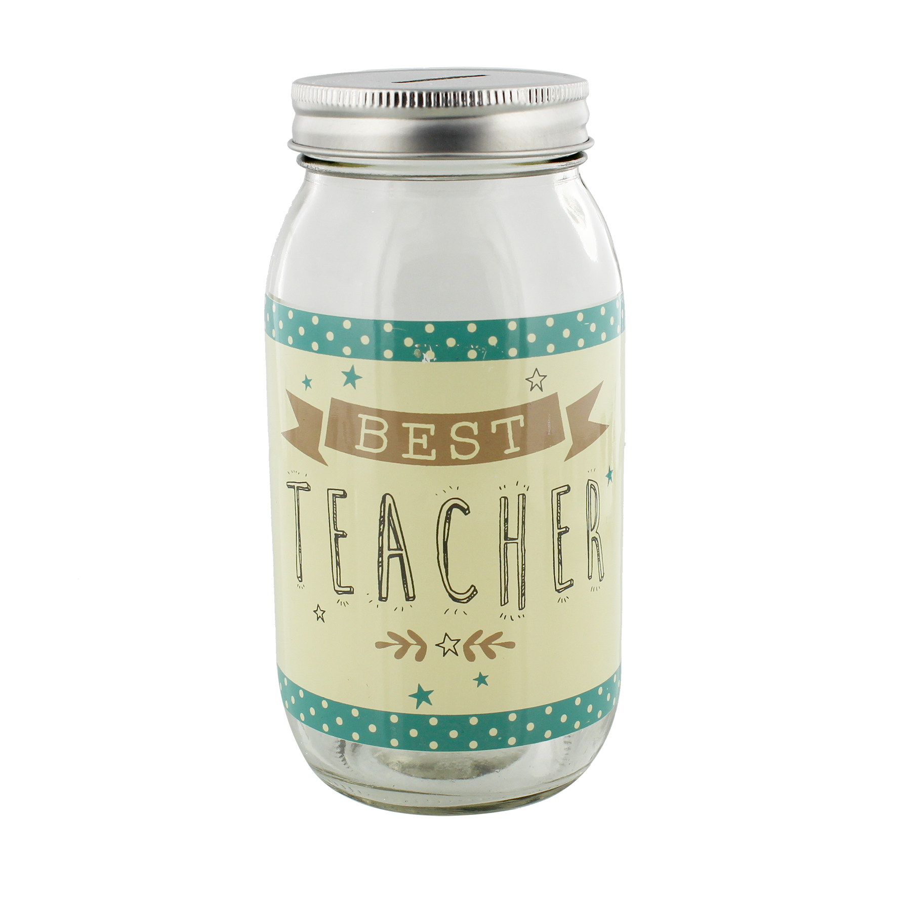Best Teacher Mason Glass Jar Money Box