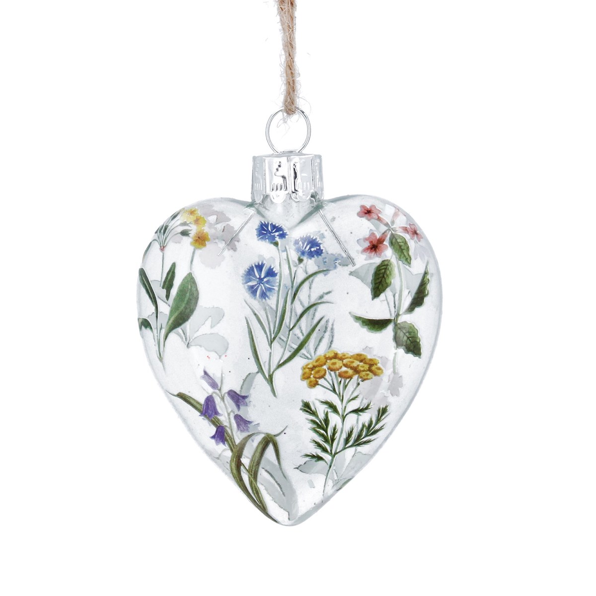 Gisela Graham Meadow Floral Glass Heart Easter Decoration