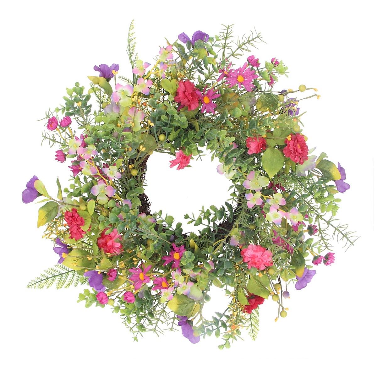 Gisela Graham Pink and Lilac Wildflower Easter and Spring Wreath