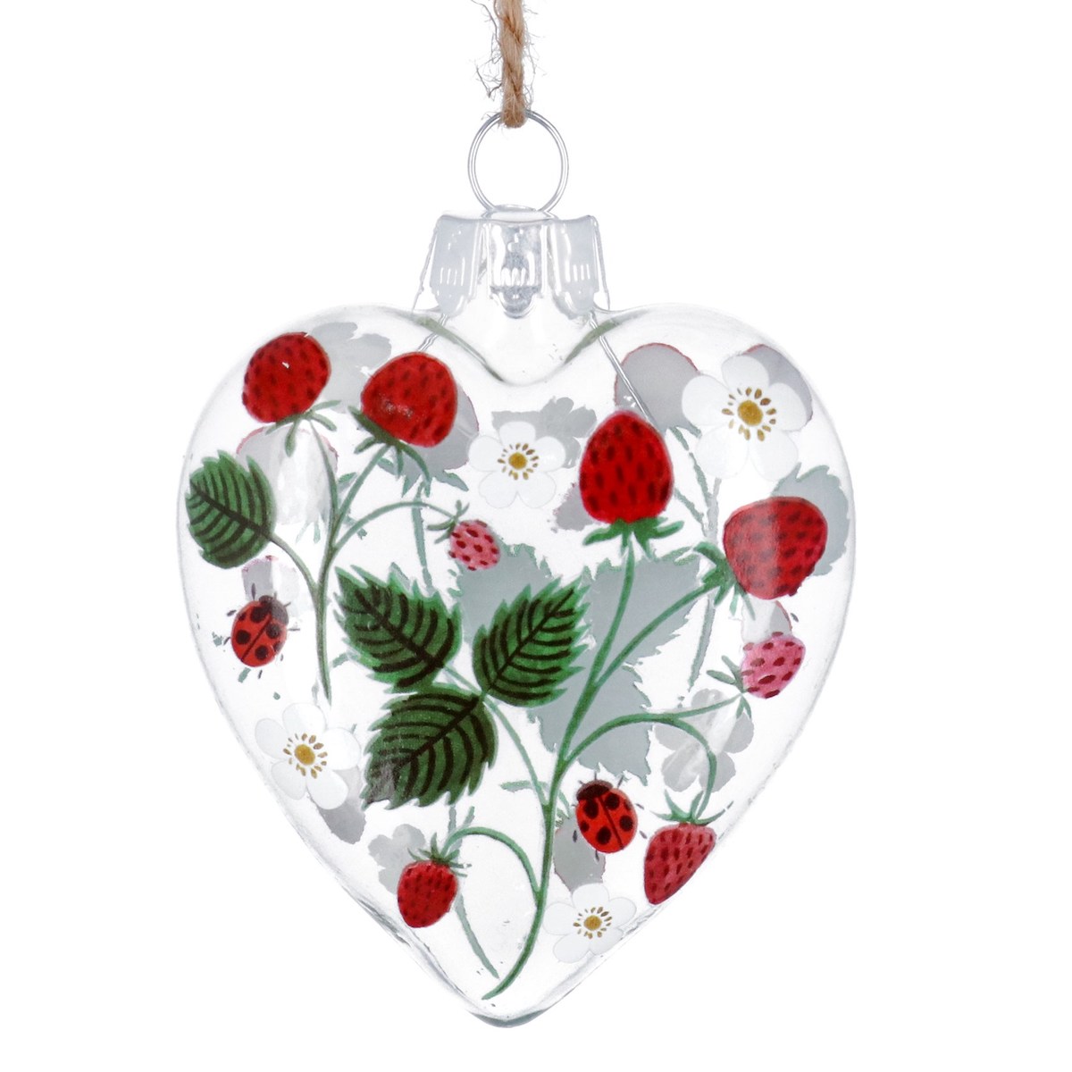 Gisela Graham Glass Heart with Strawberry Design Easter Decoration
