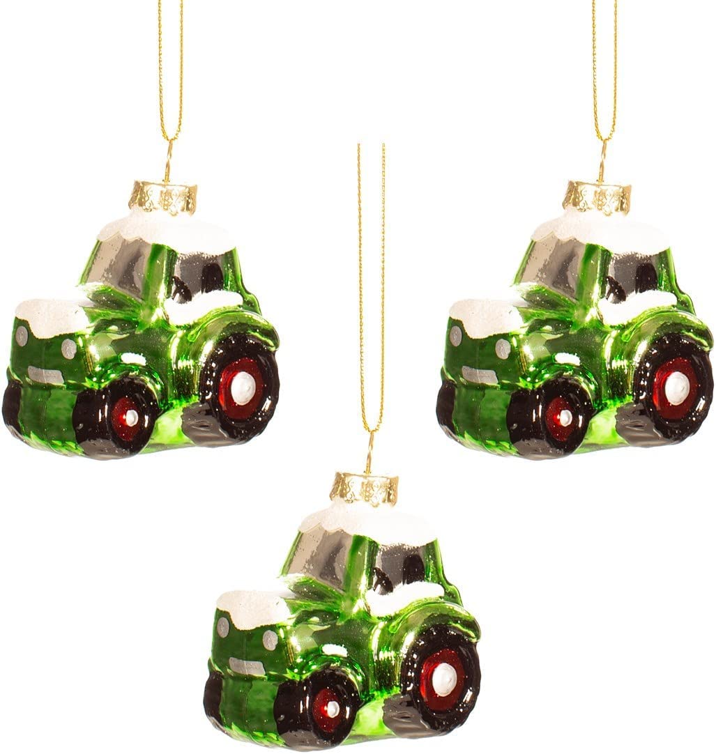 Sass & Belle Set of 3 Tractor Themed Christmas Tree Decorations