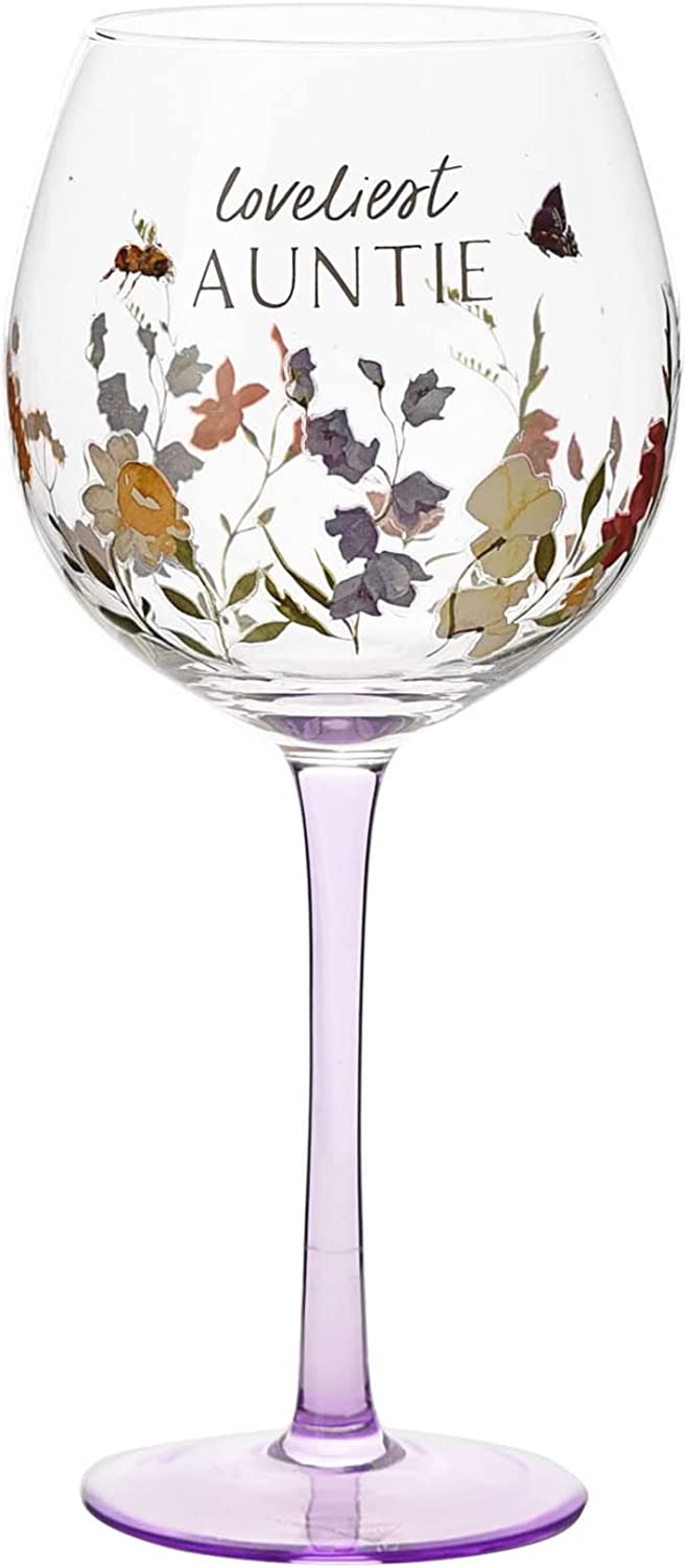 Widdop Loveliest Auntie Floral Gin Glass