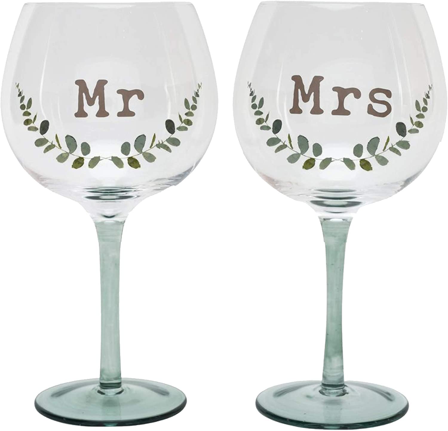 Widdop Love Story Collection Mr and Mrs Gin Glass Wedding Gift Set
