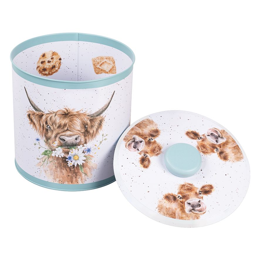 Wrendale Designs Cow Themed Teal Biscuit Barrel