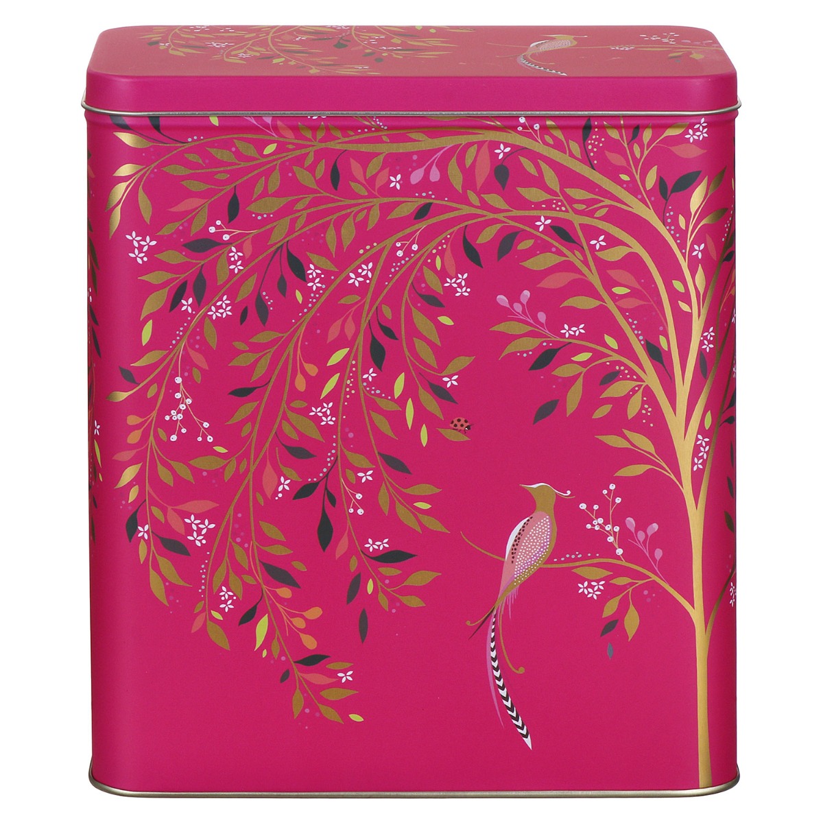 Sara Miller Pink Floral Chelsea Bird Design Larder Tin
