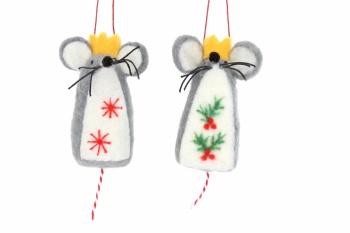 Gisela Graham Pair of Standing Mice with Crown Decorations