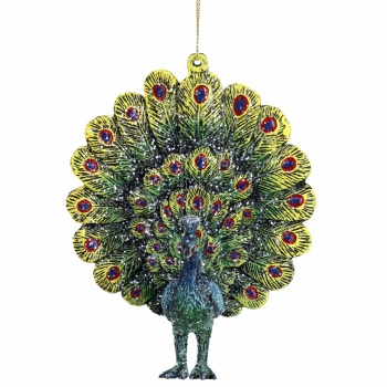 Gisela Graham Acrylic Fantail Peacock Christmas Decoration