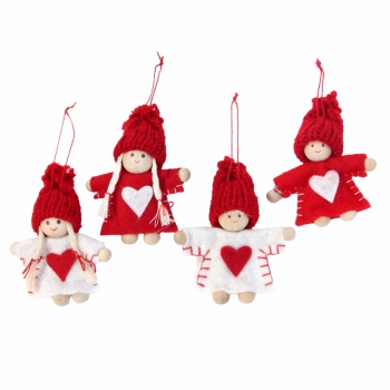 Gisela Graham Set of 4 Mini Felt Dress Kids Christmas Decorations