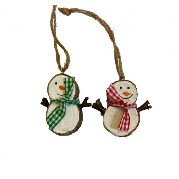 CGB Giftware Wooden Snowmen With Scarves Christmas Tree Decorations