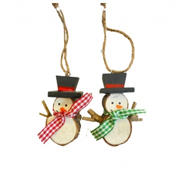 CGB Giftware Wooden Snowmen With Hats Christmas Tree Decorations