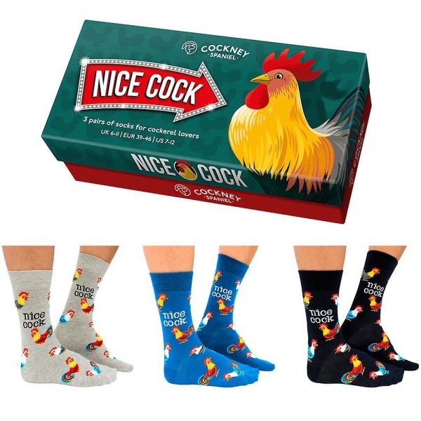 Cockney Spaniel 3 Pairs of Novelty Nice Cock Socks - Boxed Set