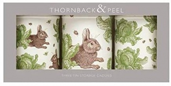 Thornback and Peel Rabbit and Cabbage Design Three Round Caddies