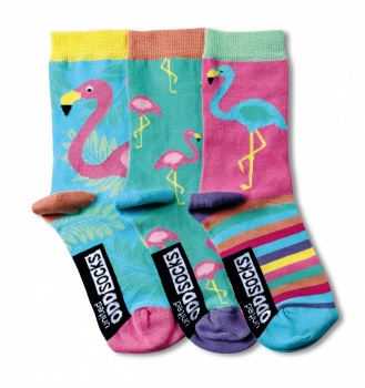 United Oddsocks - Girl's Novelty Flamingo Socks- Size 12-5.5