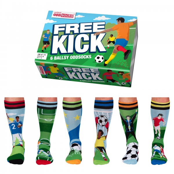 United Oddsocks Free Kick Football Themed Socks - 6 Ballsy Oddsocks