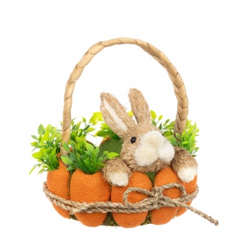 FloralSilk Bristle Carrot and Rabbit Easter Basket