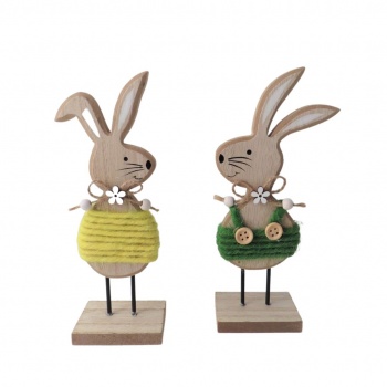 Giftware Trading Set of 2 Wooden Girl and Boy Rabbit Easter Decorations