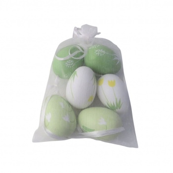 Giftware Trading Set of 6 Green and White Floral Easter Egg Decorations