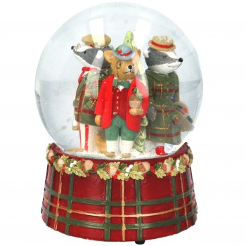 Gisela Graham Woodland Animal Christmas Tartan Snow Globe