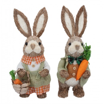 Gisela Graham Set of 2 Bristle Rabbit Easter Decorations