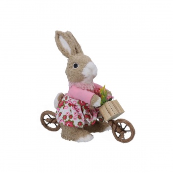 Gisela Graham Bristle Bunny on Bike Easter Decoration