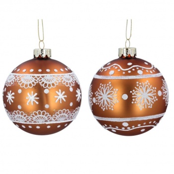 Gisela Graham Set of 2 Gingerbread With Lace Detailing Christmas Baubles