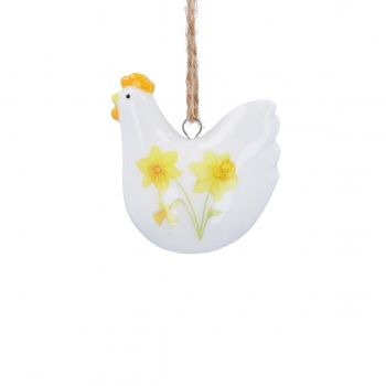 Gisela Graham Ceramic Daffodil Design Hen Easter Decoration