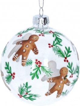 Gisela Graham Glass Gingerbread Bauble Christmas Tree Decoration
