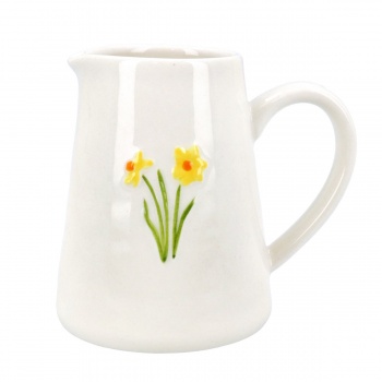 Gisela Graham Stoneware Miniature Jug with Daffodil Design