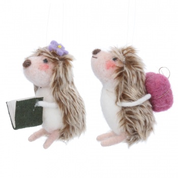 Gisela Graham Set of Two Felt Hedgehog Easter Decorations
