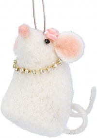 Gisela Graham Felt Mouse With Diamond Necklace Christmas Tree Decoration