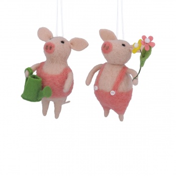 Gisela Graham Felt Mr and Mrs Pig Easter Decorations