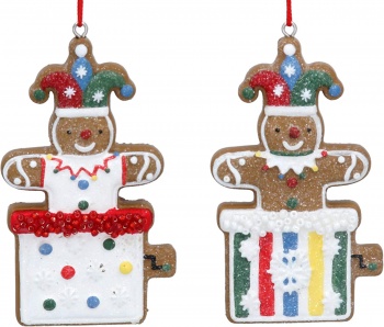 Gisela Graham Set of Two Gingerbread Jack In The Box Christmas Tree Decorations