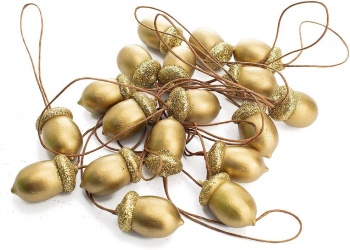 Gisela Graham Gold Glitter Acorns Christmas Tree Decorations