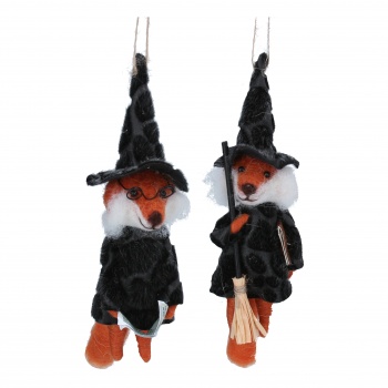 Gisela Graham Set of 2 Felt Witch Fox Halloween Decorations