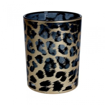 Gisela Graham Leopard Print Glass Candle Holder