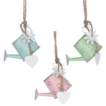 Gisela Graham Set of 3 Rustic Watering Can Easter Decorations