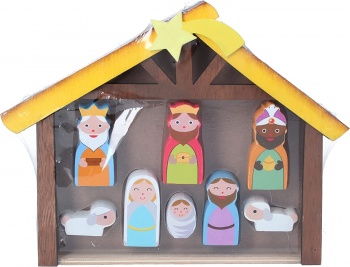 Gisela Graham Wooden Painted Novelty Nativity Set Christmas Decoration