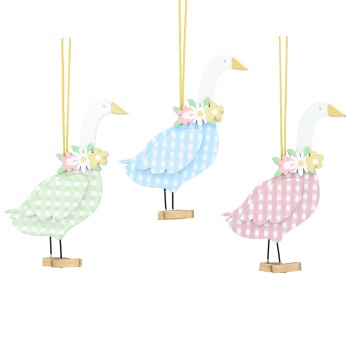Gisela Graham Set of 3 Floral Pastel Geese Easter Decorations